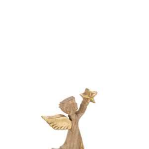 J-Line figuur Engel + Ster – hout/aluminium – naturel/goud – small J-Line figuur Engel + Ster – hout/aluminium – naturel/goud – small