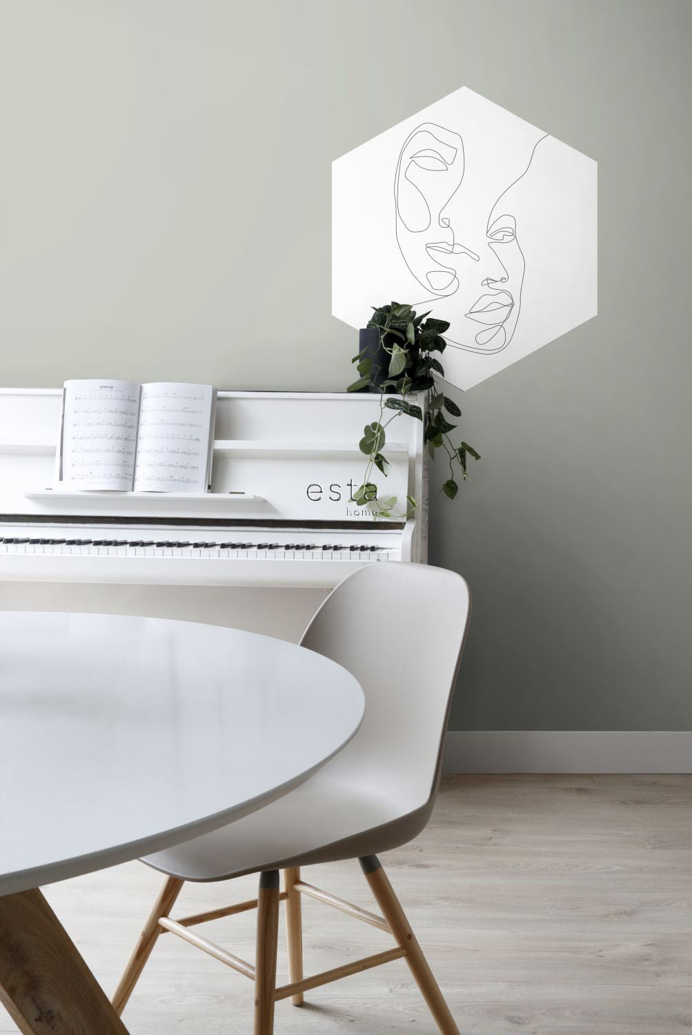 ESTAhome muursticker line art gezichten zwart wit - 70 x 81 cm - 15900