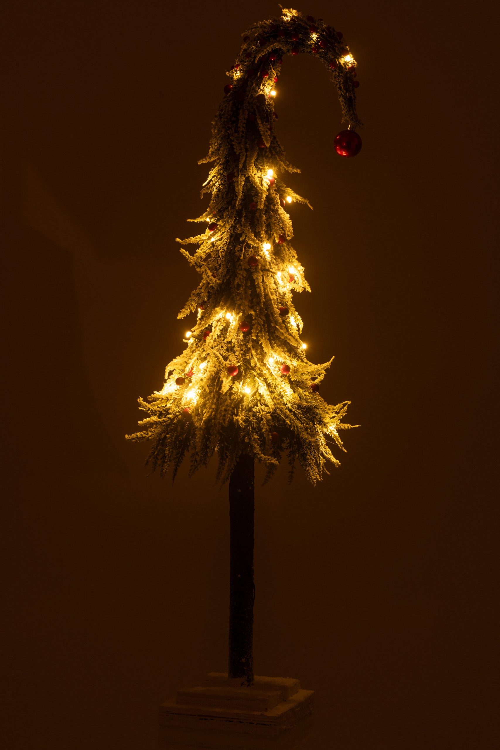 J-Line decoratie kerstboom Muts Sneeuw - kunststof - groen/rood - larg