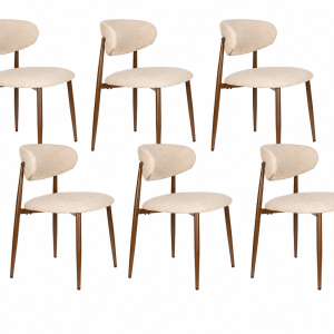 Housecraft Living Noor Eetkamerstoelen Beige – Set van 6