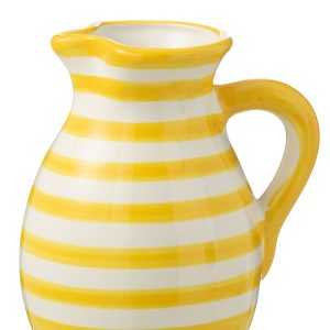 J-Line kruik Granada Stripes – keramiek – wit/geel – large J-Line kruik Granada Stripes – keramiek – wit/geel – large