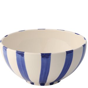 J-Line kom Vis Gestreept – keramiek – donkerblauw – large
