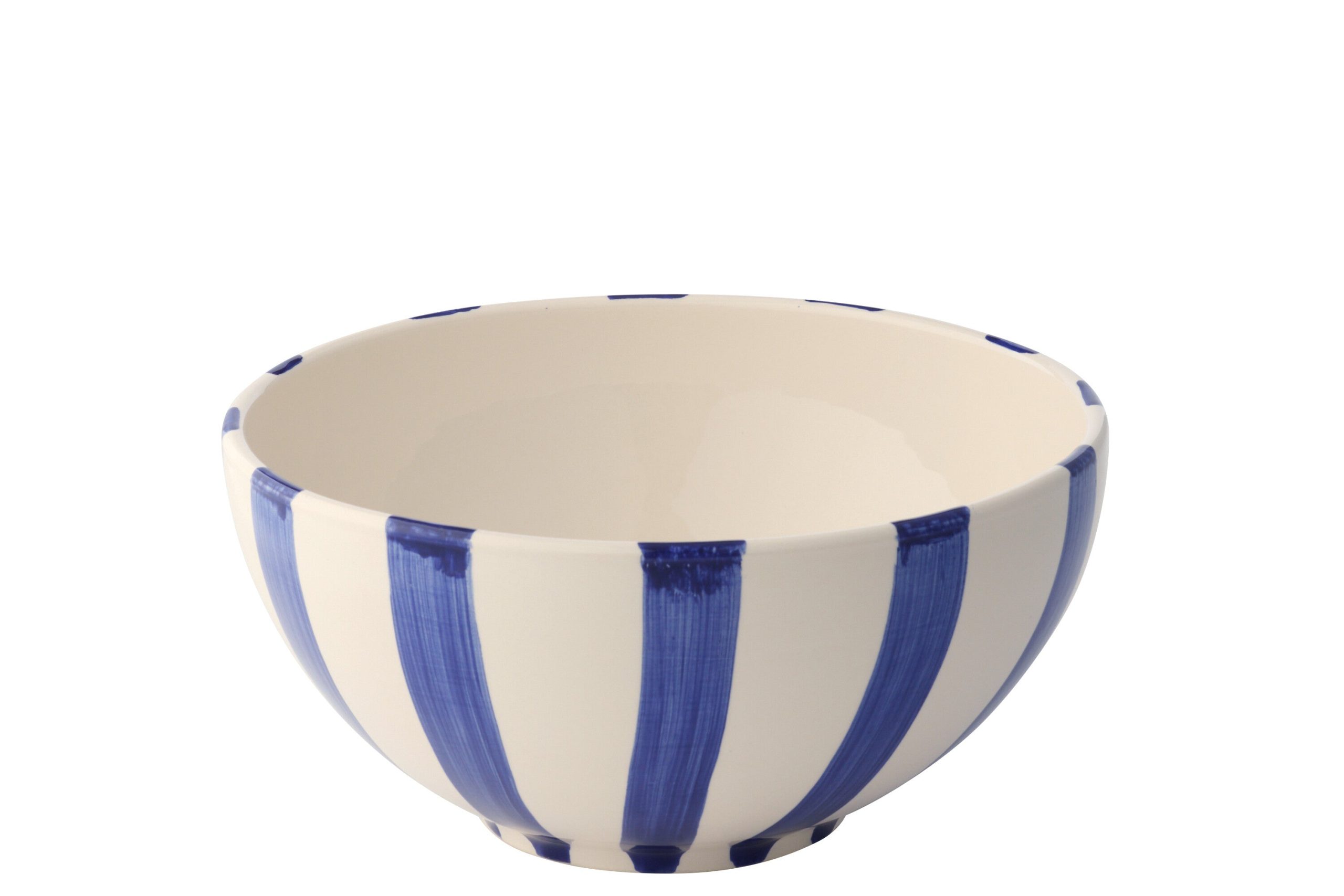 J-Line kom Vis Gestreept - keramiek - donkerblauw - large