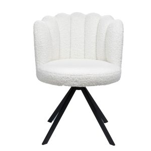 Giga Meubel Eetkamerstoel Julien – Metaal/Teddy – Wit – Set van 2 Giga Meubel Eetkamerstoel Julien – Metaal/Teddy – Wit – Set van 2