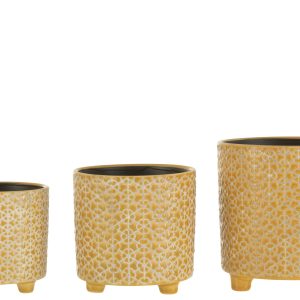 J-Line bloempot Bloem – keramiek – oker – large – Ø 16.5 cm