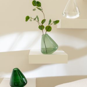 J-Line vaas Topaz – glas – groen – 13.5 cm hoog