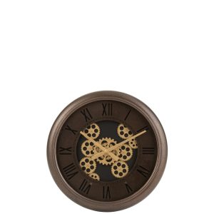 J-Line klok Radars Romeinse Cijfers – metaal – bruin/goud – Ø 52 cm J-Line klok Radars Romeinse Cijfers – metaal – bruin/goud – Ø 52 cm
