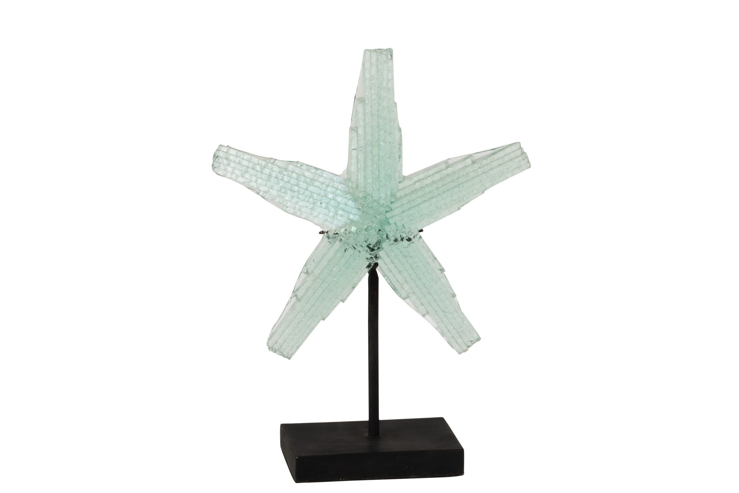 J-Line decoratie Zeester Op Voet - gerecycleerd glas - transparant - l