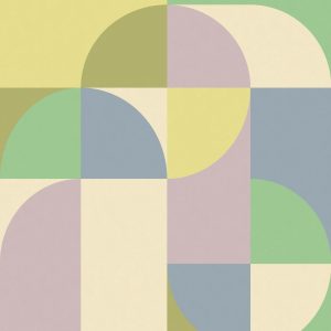 ESTAhome fotobehang cirkels in Bauhaus stijl blauw, paars, geel en gro