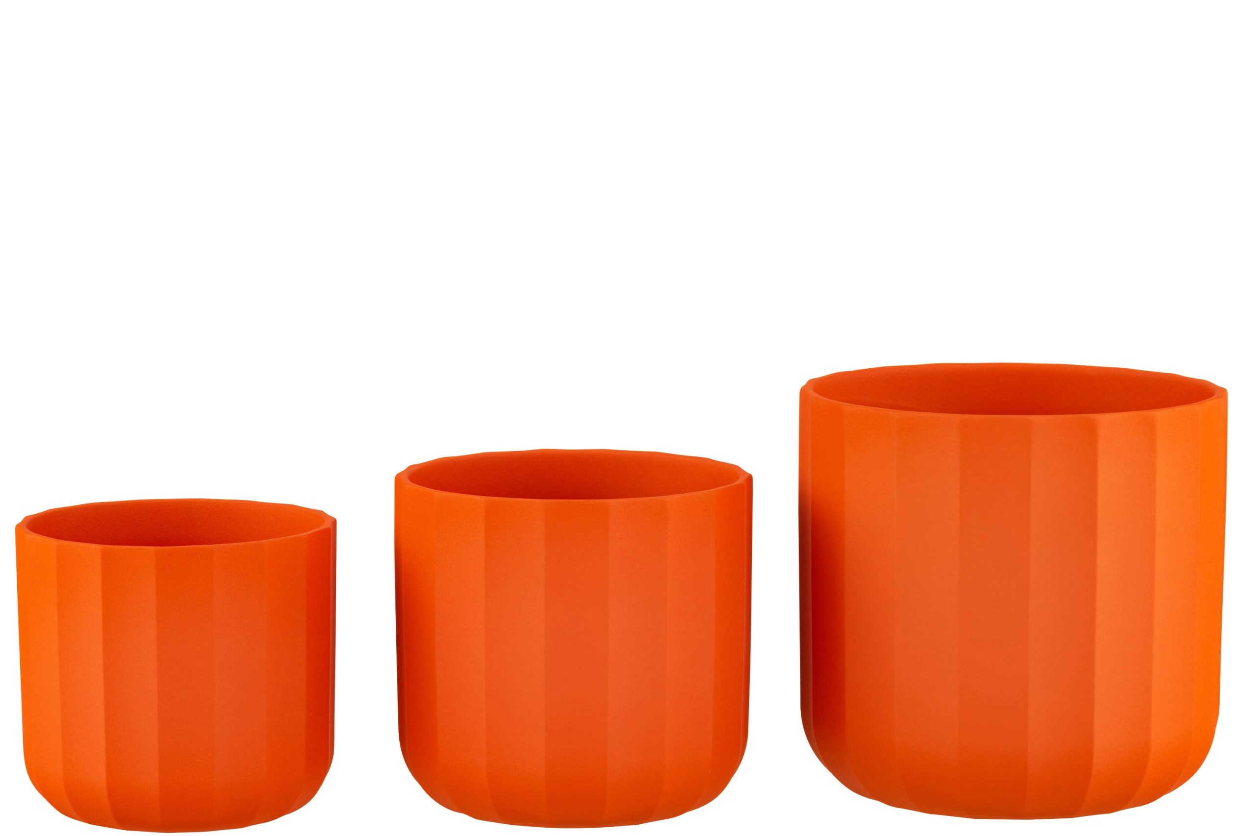 J-Line bloempot Summer - keramiek - oranje - large - 2 stuks - Ø 18.5