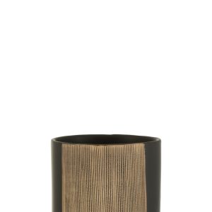 J-Line bloempot Maria Rond – keramiek – zwart – large – Ø 14.5 cm