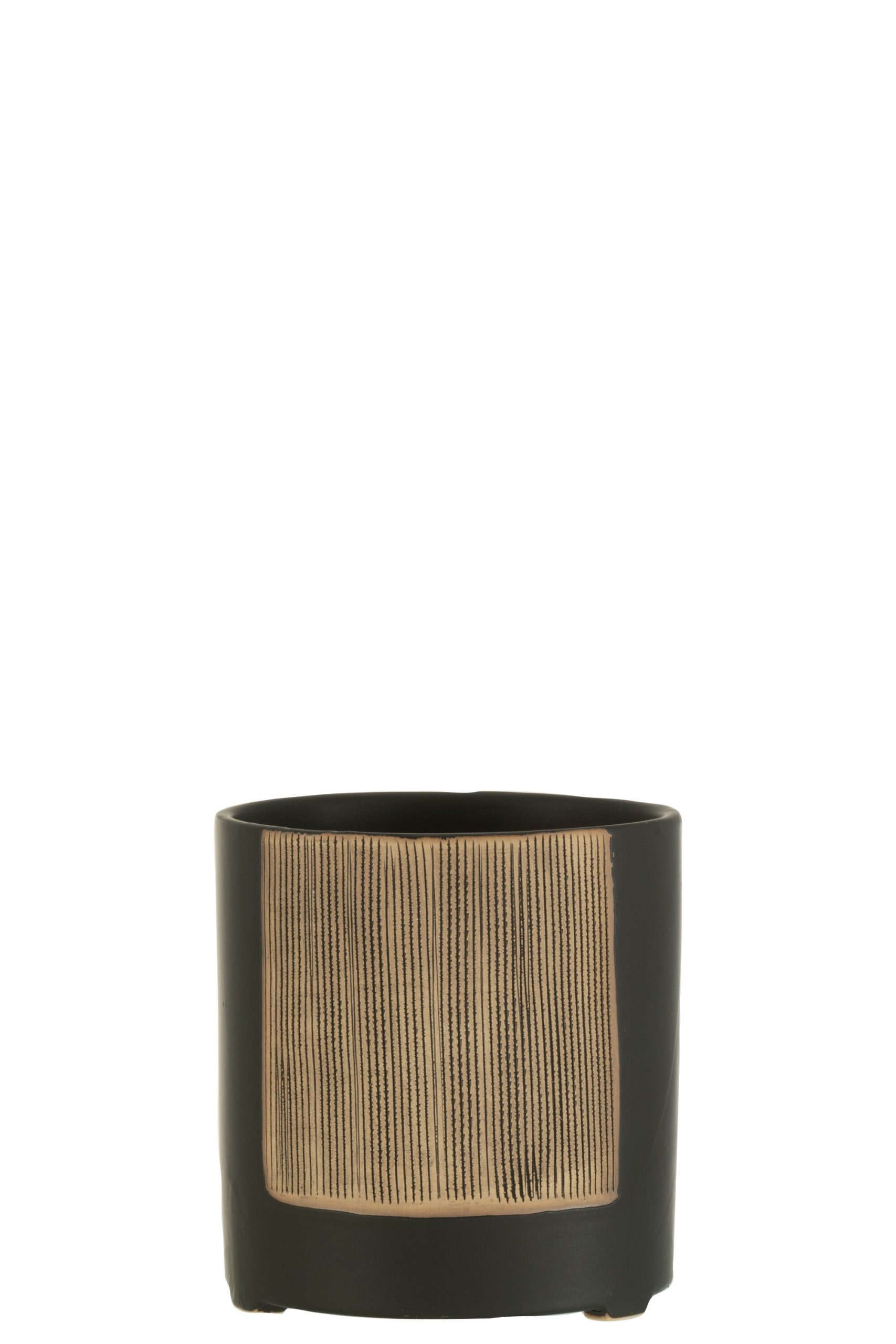 J-Line bloempot Maria Rond - keramiek - zwart - large - Ø 14.5 cm