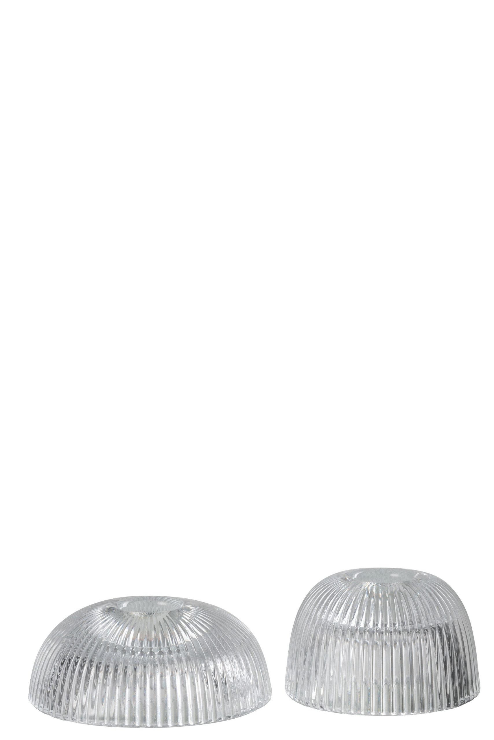 J-Line kaarshouder canele - glas - transparant - 2 stuks