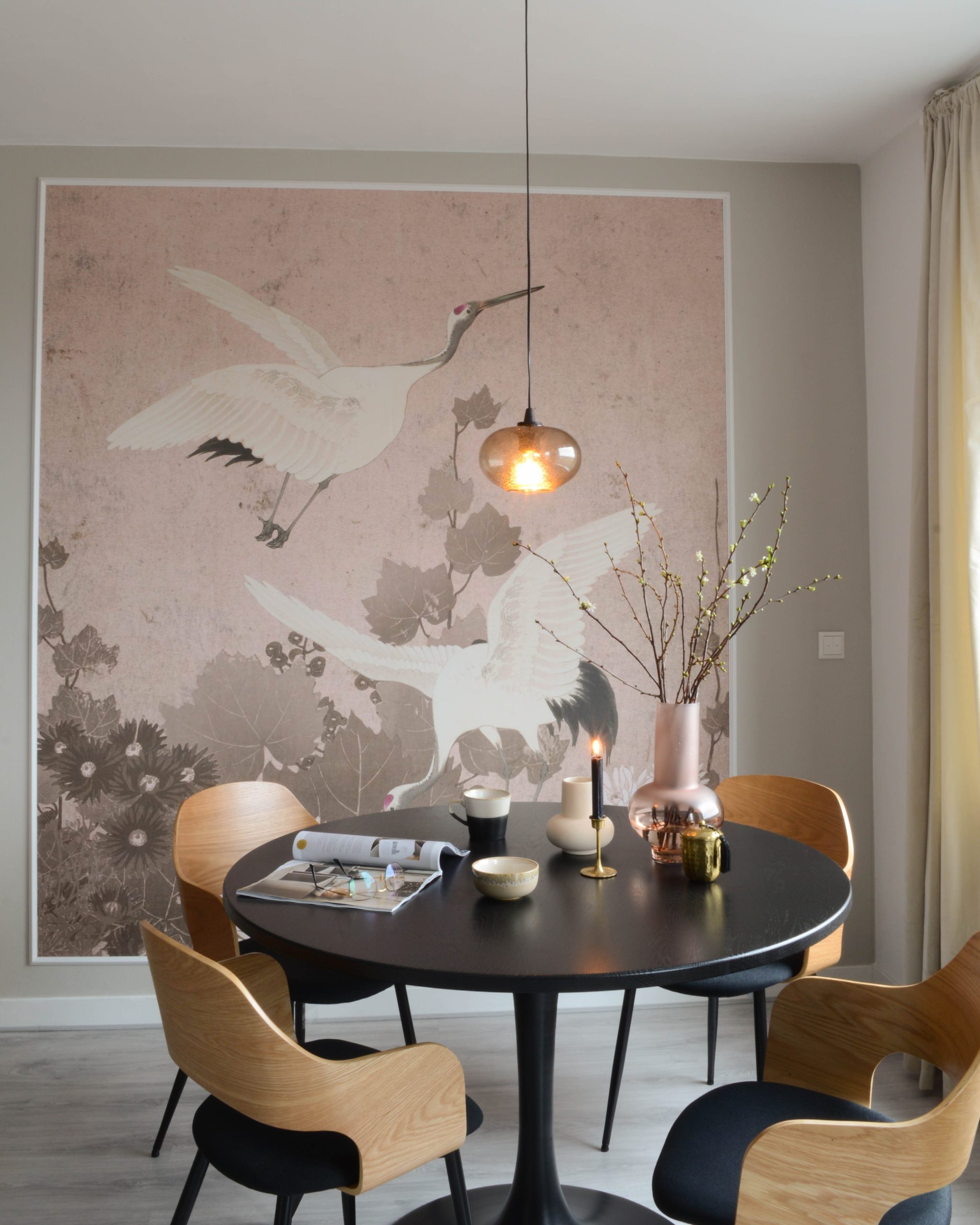 ESTAhome fotobehang kraanvogels grijs roze - 200 x 279 cm - 158946