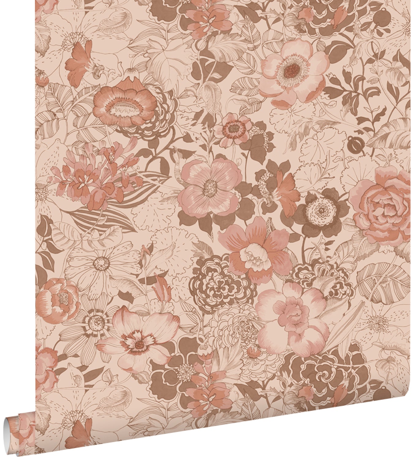 ESTAhome behang vintage bloemen terracotta roze - 53 cm x 10.05 m - 13