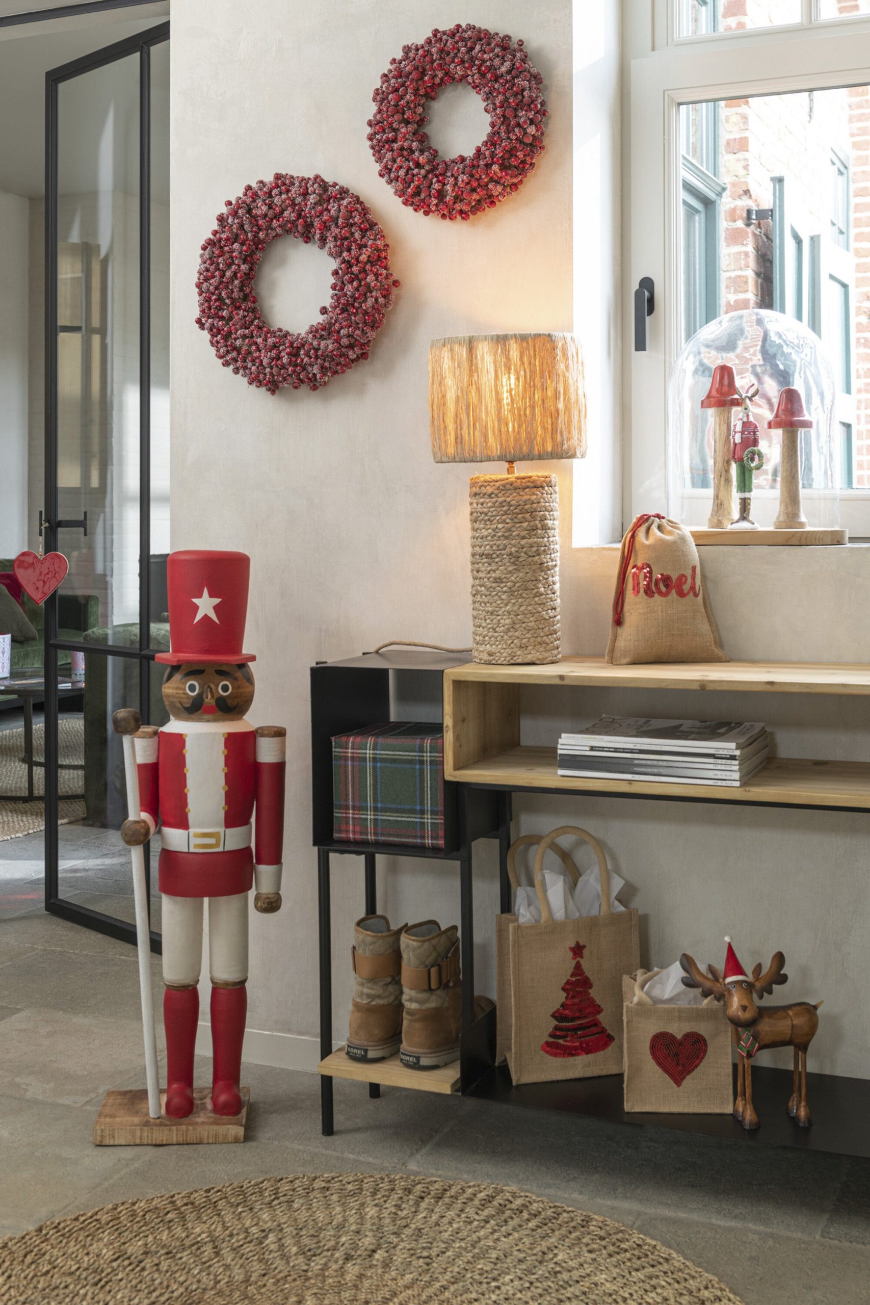 J-Line kerstfiguur Eland Kerstmis Hoed - ijzer - mix - small