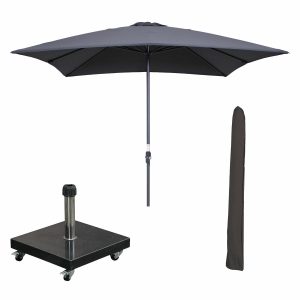 Garden Impressions stokparasol Lotus donker grijs 250×250 cm met 40kg