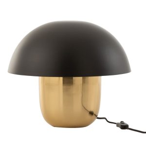 J-Line tafellamp Paddenstoel – ijzer – zwart/goud – small
