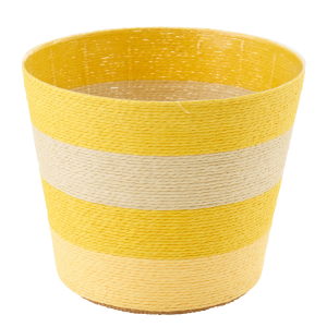 J-Line bloempot Gestreept – papier – geel/naturel – extra small