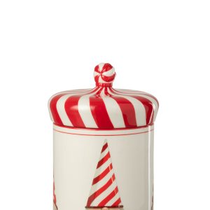 J-Line voorraadpot Kerstman Dolomiet – keramiek – kerstrood/wit