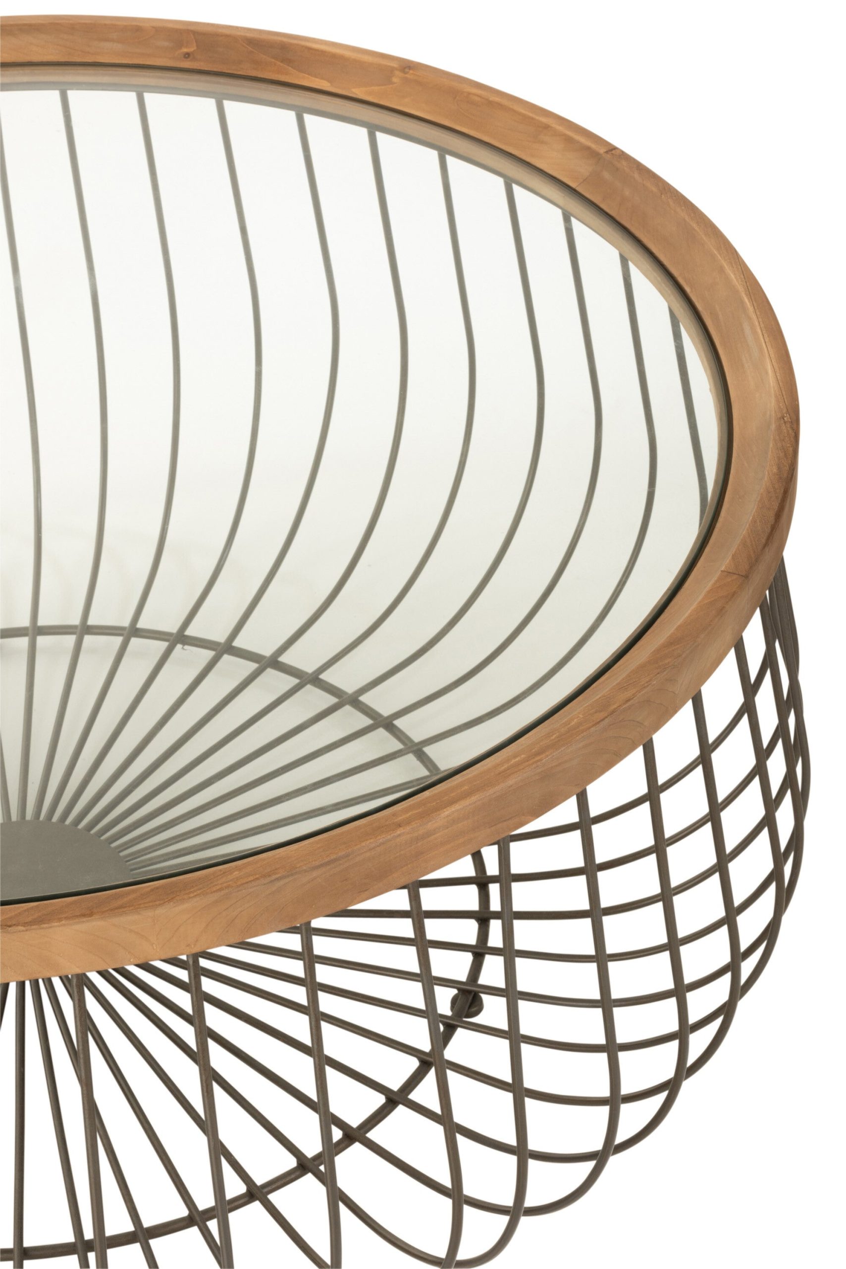 J-Line salontafel Rond - metaal/glas - zwart - 2 stuks