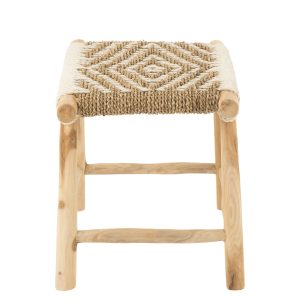 J-Line poef Waverly – hout/zeegras – naturel/wit J-Line poef Waverly – hout/zeegras – naturel/wit