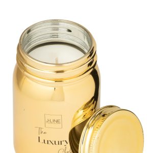 J-Line geurkaars Voorraadpot – Amber & Vanilla – glas – goud – 69U