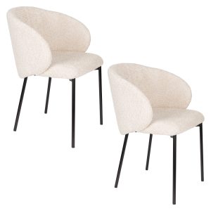 Housecraft Living Ayle Eetkamerstoelen Off White – Set van 2