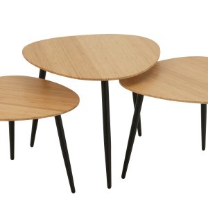 J-Line bijzettafel Palet – bamboe/metaal – naturel/zwart – set van 3 J-Line bijzettafel Palet – bamboe/metaal – naturel/zwart – set van 3
