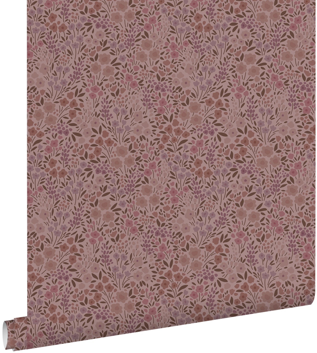 ESTAhome behang bloemetjes oudroze en aubergine paars - 53 cm x 10.05