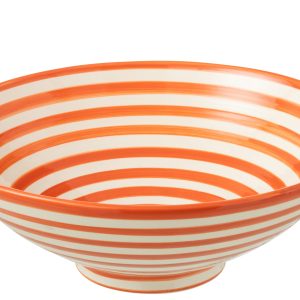 J-Line kom Lebrillo Granada Stripes – keramiek – wit/oranje