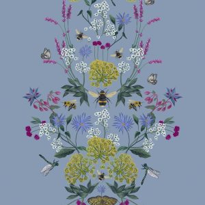 Joules Vliesbehang – Perfect Pollinators Haze – Blauw – 10mx52cm
