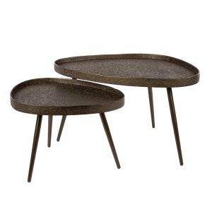 Giga Living Salontafel Contour – Driehoekig Brons Metaal – Set Van 2 Giga Living Salontafel Contour – Driehoekig Brons Metaal – Set Van 2