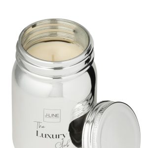 J-Line geurkaars Voorraadpot – glas – zilver – 69U