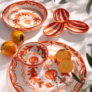 J-Line kom Granada High – keramiek – wit/oranje – small – Ø 14 cm J-Line kom Granada High – keramiek – wit/oranje – small – Ø 14 cm