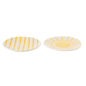 J-Line bord Gestreept Dolomiet – keramiek – wit/lichtgeel – small – se J-Line bord Gestreept Dolomiet – keramiek – wit/lichtgeel – small – se