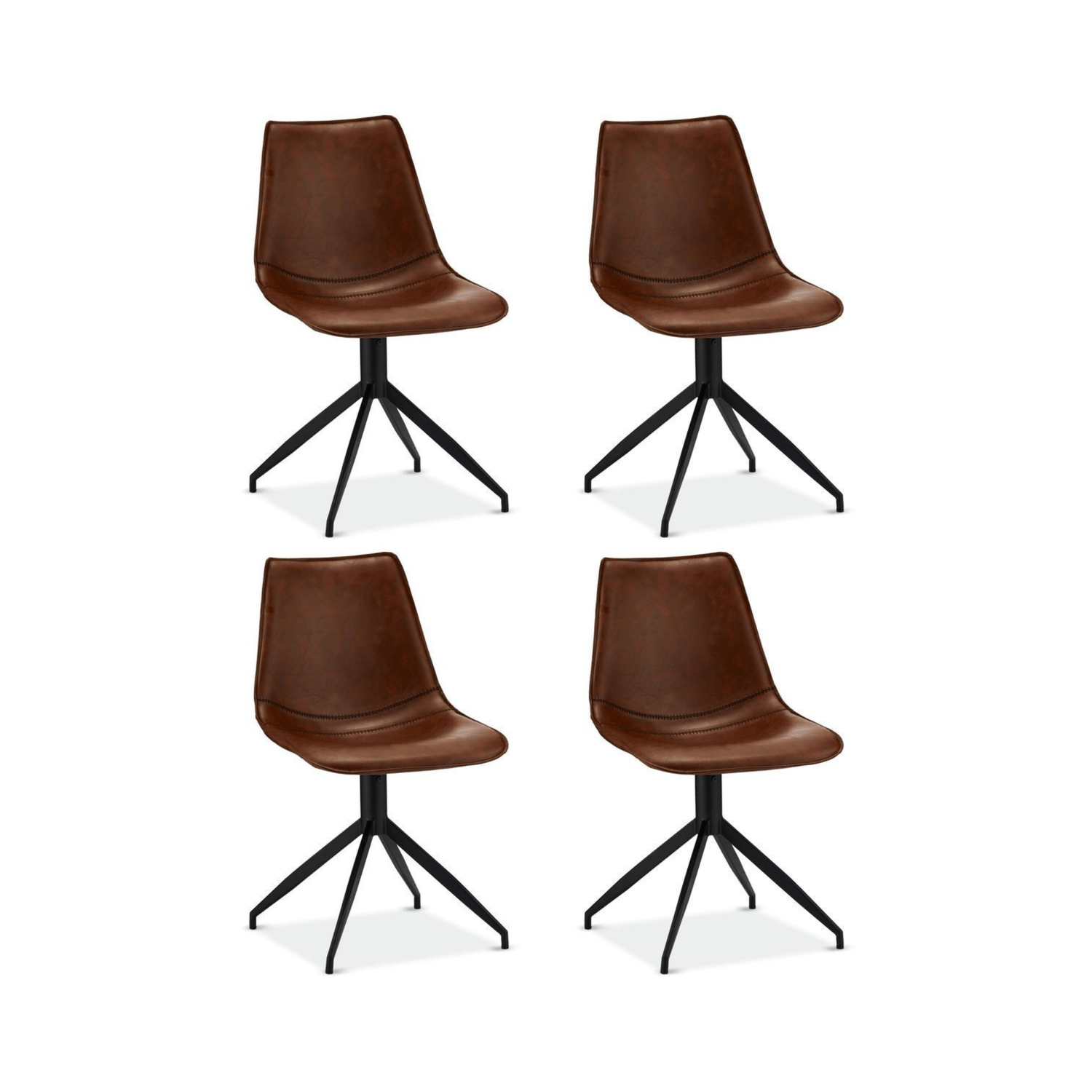 Furnhouse eetkamerstoel Isabel - Cognacbruin - Kunstleer - Set van 4