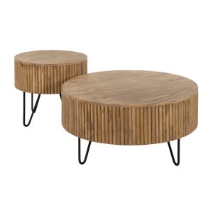 Giga Meubel Nachtkastje Flat XS – Acaciahout – Set van 2 – 30x25x30cm
