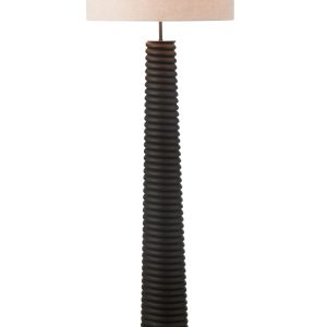 J-Line vloerlamp Schroefdraad Ailanthus – hout – zwart/grijs