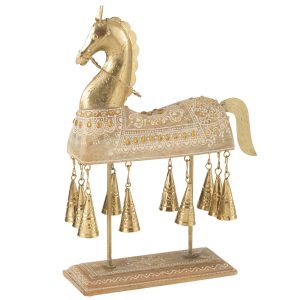 J-Line decoratie Paard Bellen – hout/ijzer – naturel/wit J-Line decoratie Paard Bellen – hout/ijzer – naturel/wit