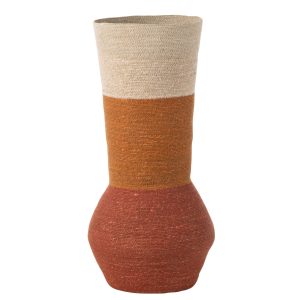 J-Line vaas Strepen – zeegras – naturel/roest – 68 cm hoog