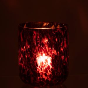 J-Line windlicht Gevlekt – glas – rood/zwart – large J-Line windlicht Gevlekt – glas – rood/zwart – large