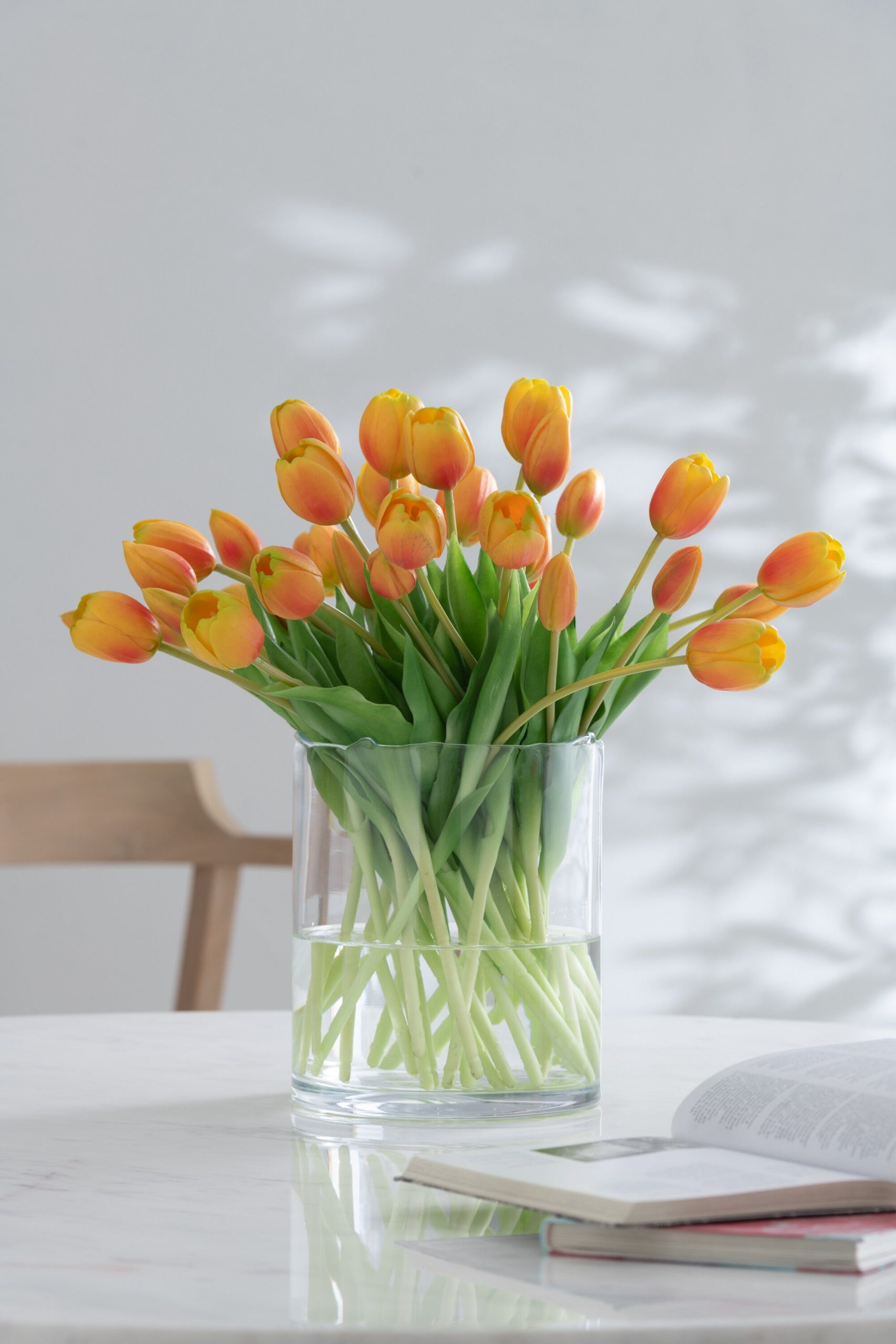 J-Line bloemenboeket Tulpen 7 Stuks - kunststof - oranje - small