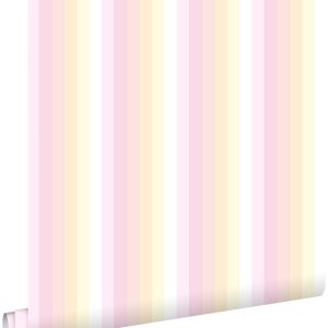 ESTAhome behang strepen regenboog licht roze en beige – 53 cm x 10.05 ESTAhome behang strepen regenboog licht roze en beige – 53 cm x 10.05