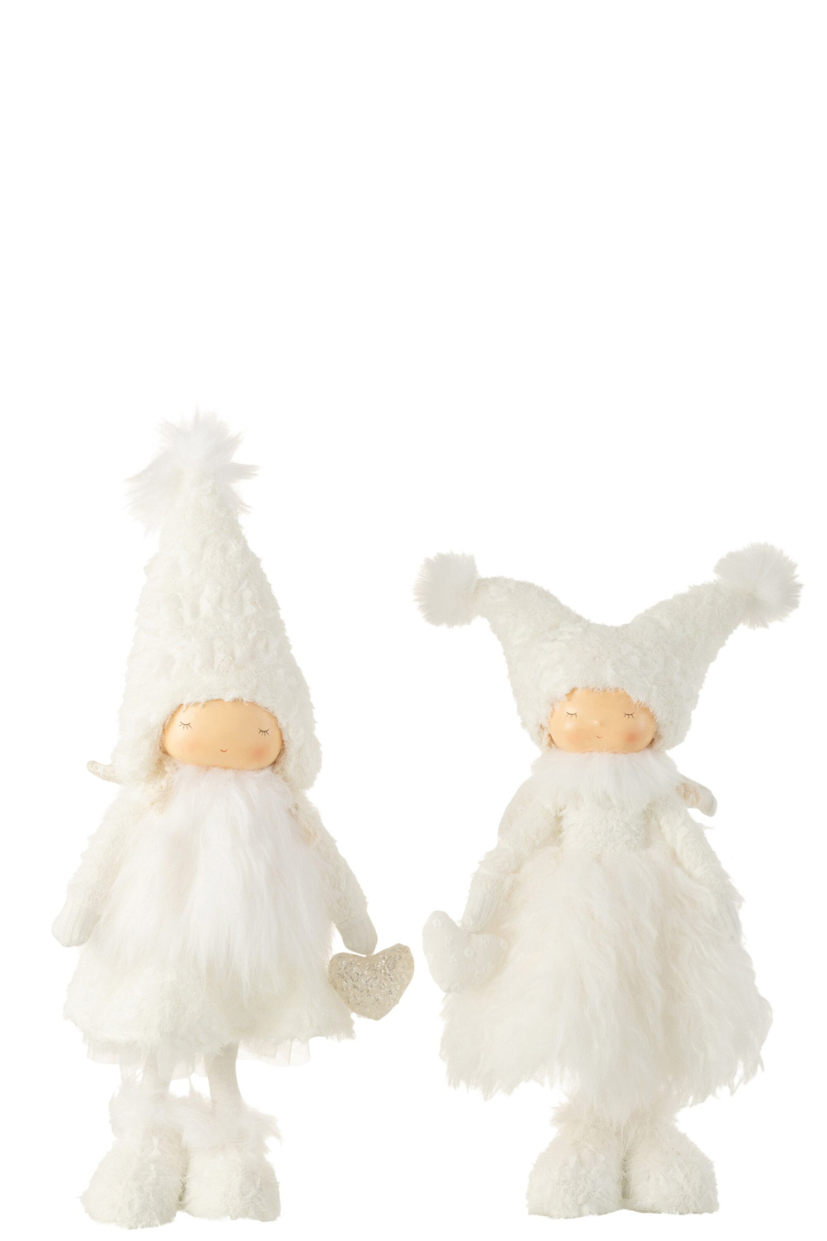 J-Line kerstfiguur Engel Hart - textiel - wit - large - 2 stuks