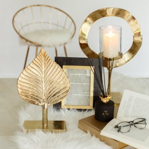 J-Line windlicht Rond Voet – aluminium – goud – small J-Line windlicht Rond Voet – aluminium – goud – small