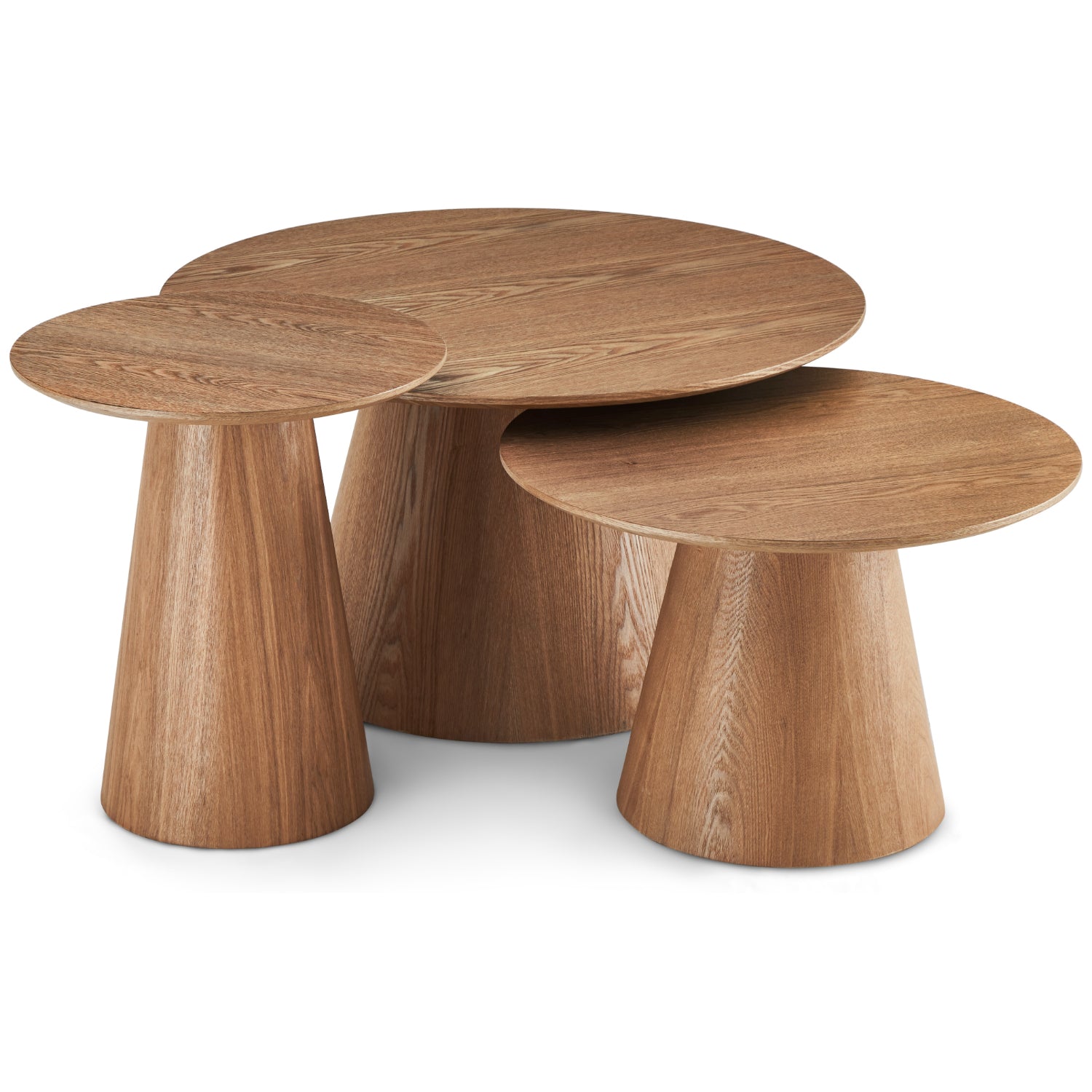 Furnhouse salontafel set Tango - Natuurlijk eikenhout - Ø 45/60/80 cm