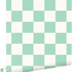 ESTAhome behang geblokt motief mintgroen en wit – 53 cm x 10.05 m – 13 ESTAhome behang geblokt motief mintgroen en wit – 53 cm x 10.05 m – 13