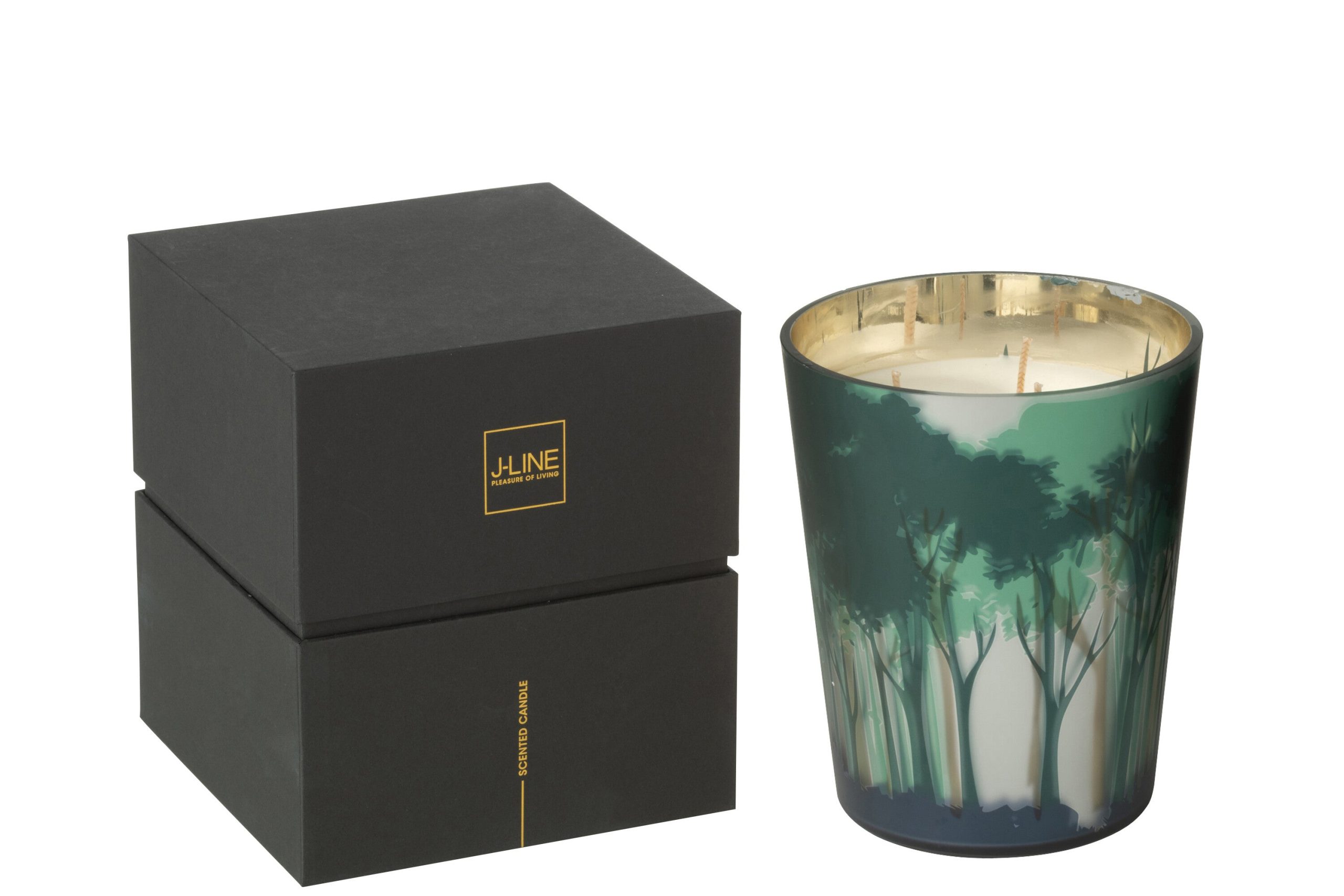 J-Line geurkaars Noa Bos - All of me - glas - groen/goud - medium - 68