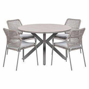 Garden Impressions Tuinset Natas 5-delig taupe – Tulli tuintafel Ø122x
